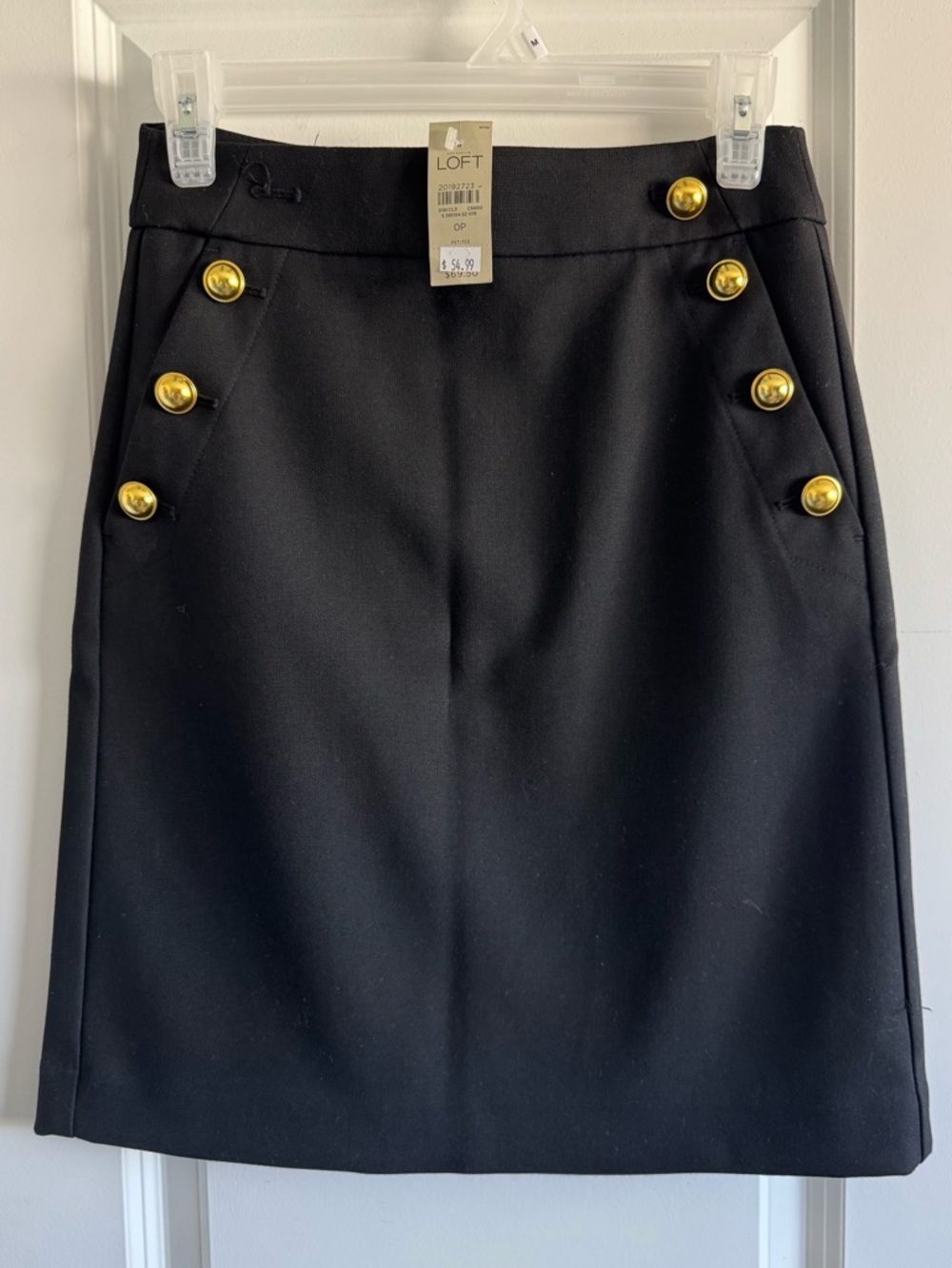 LOFT Black Pencil Skirt with Gold Buttons